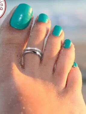 Toe Ring Adjustable CZ Silver Twist Double Bar NEW 🤍 LAST 1